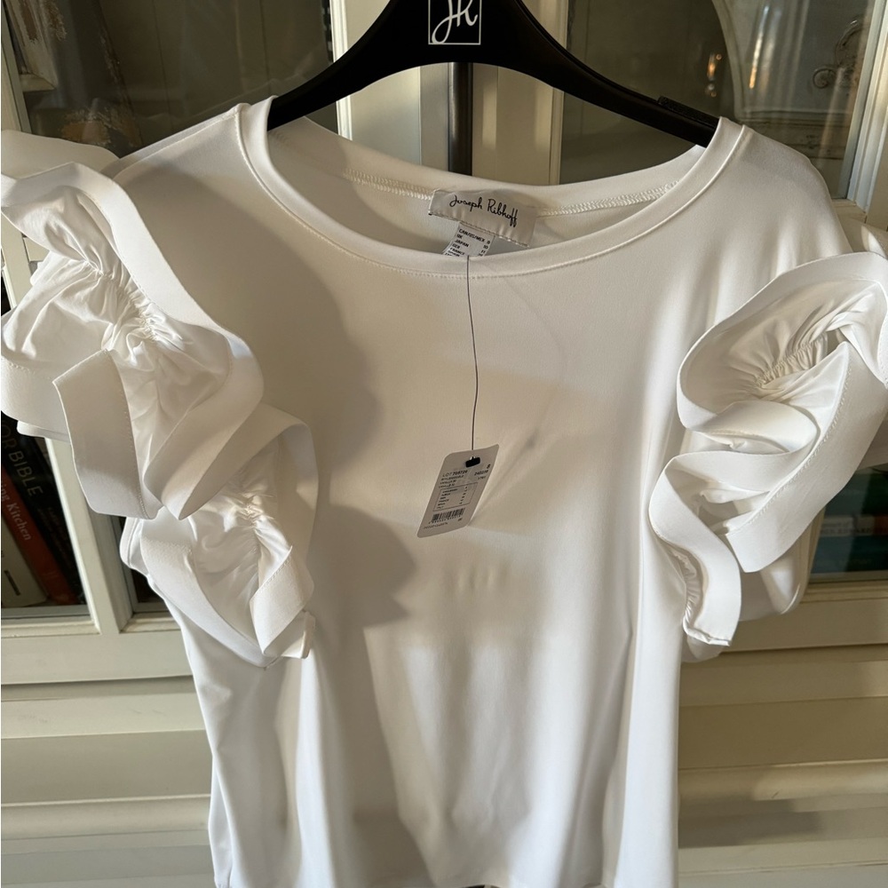 Brand New Joseph Ribkoff top with curly stylish sleeves